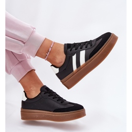 Evento Zapatillas de deporte para mujeres en la plataforma con cuero ecológico negro 7