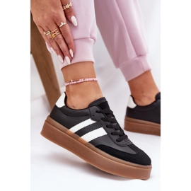Evento Zapatillas de deporte para mujeres en la plataforma con cuero ecológico negro 8