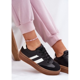 Evento Zapatillas de deporte para mujeres en la plataforma con cuero ecológico negro 9