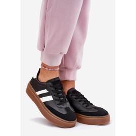 Evento Zapatillas de deporte para mujeres en la plataforma con cuero ecológico negro 1