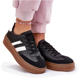 Evento Zapatillas de deporte para mujeres en la plataforma con cuero ecológico negro 10