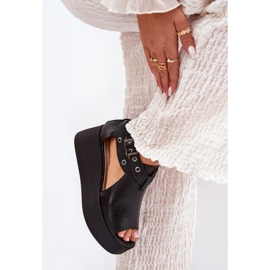 Sandalias de cuero en la cuña negra Zazoo 1732 negro 3