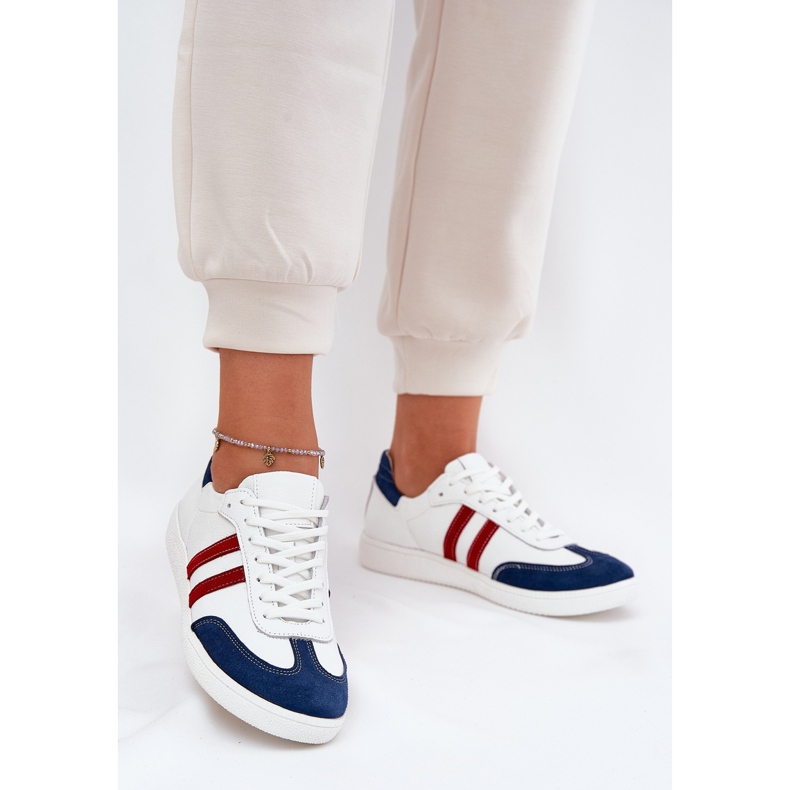 Zazoo N1068 de cuero Low White y Sneakers de Blue White and Navy Blue blanco 2