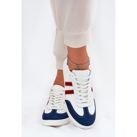 Zazoo N1068 de cuero Low White y Sneakers de Blue White and Navy Blue blanco 3