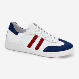 Zazoo N1068 de cuero Low White y Sneakers de Blue White and Navy Blue blanco 4