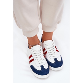 Zazoo N1068 de cuero Low White y Sneakers de Blue White and Navy Blue blanco 5