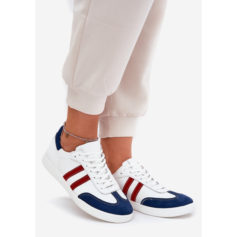 Zazoo N1068 de cuero Low White y Sneakers de Blue White and Navy Blue blanco 1