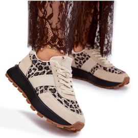 Zapatillas de ante mujeres en la plataforma Leopard Vinceza 66793 beige 10