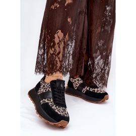 Zapatillas de ante mujeres en la plataforma Leopard Vinceza 66793 Black negro 7