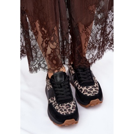 Zapatillas de ante mujeres en la plataforma Leopard Vinceza 66793 Black negro 9