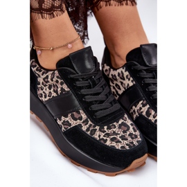 Zapatillas de ante mujeres en la plataforma Leopard Vinceza 66793 Black negro 4