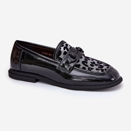 Mocasines barnizados de cuero con Vinceza Mesh 31931 Negro 4