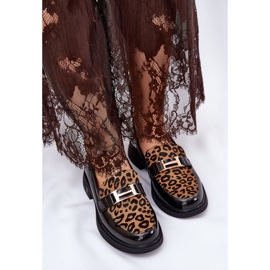 Leopardo de mocasines de cuero Vinceza 66790 Negro 2
