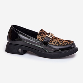Leopardo de mocasines de cuero Vinceza 66790 Negro 4
