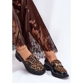 Leopardo de mocasines de cuero Vinceza 66790 Negro 5
