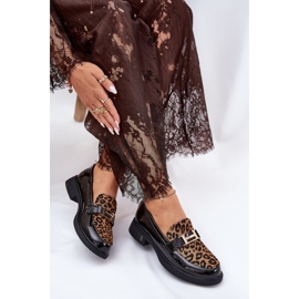 Leopardo de mocasines de cuero Vinceza 66790 Negro 6