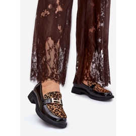 Leopardo de mocasines de cuero Vinceza 66790 Negro 1