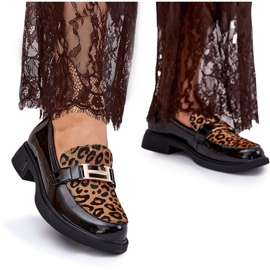 Leopardo de mocasines de cuero Vinceza 66790 Negro 9