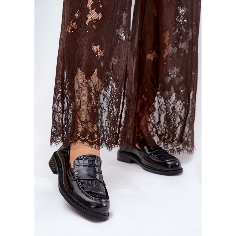 Pintado Vinceza 91125 Mocasines de cuero para mujeres negro 2