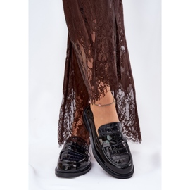 Pintado Vinceza 91125 Mocasines de cuero para mujeres negro 3