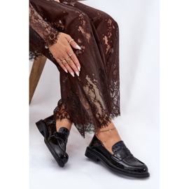 Pintado Vinceza 91125 Mocasines de cuero para mujeres negro 5