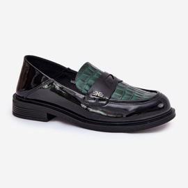 Moccasines de cuero para mujer pintados Vinceza 91125-negro verde 4