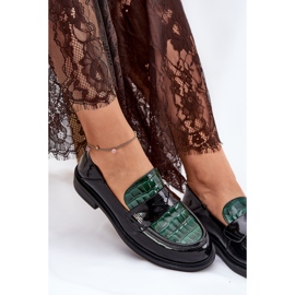 Moccasines de cuero para mujer pintados Vinceza 91125-negro verde 7