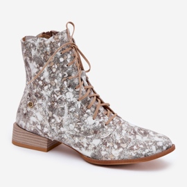 Maciejka de tacón plano de cuero 06391-25 botas beige 4