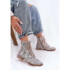Maciejka de tacón plano de cuero 06391-25 botas beige 6