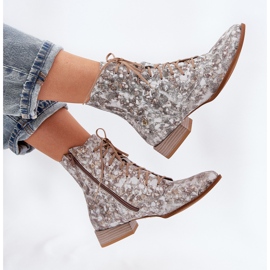 Maciejka de tacón plano de cuero 06391-25 botas beige 7