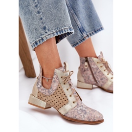 Botas de cuero botas maciejka 05541-04 beige-duard 8