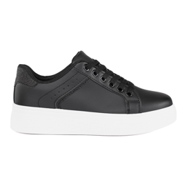 Zapatillas negras en la plataforma negro 4