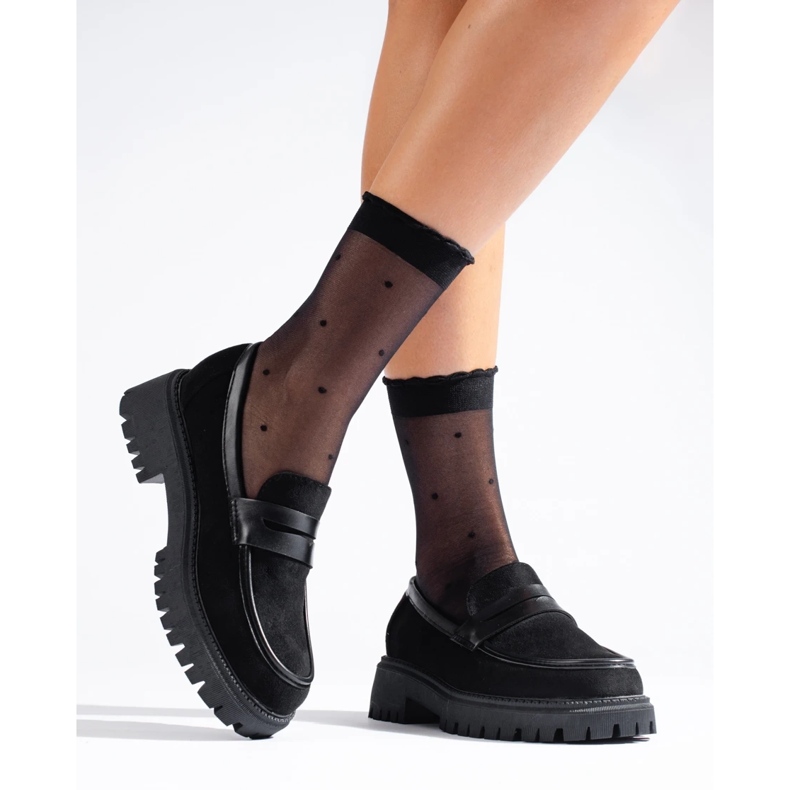 Mocasines de mujer Shelovet en ante negro 2