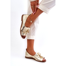Ballerinas de cuero femenino Zazoo 2660/064 PLN dorado 4