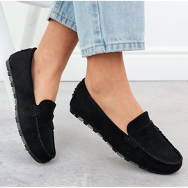 Evento Moccasins Women's Black Evalo 7673 Sabias de ante para mujeres negro 4