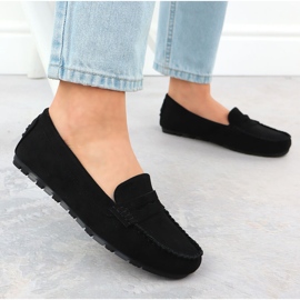 Evento Moccasins Women's Black Evalo 7673 Sabias de ante para mujeres negro 5