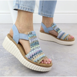 Rieker Sandalias para mujeres Inserto azul de cuero 6