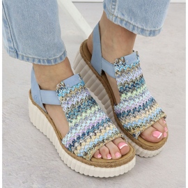 Rieker Sandalias para mujeres Inserto azul de cuero 7