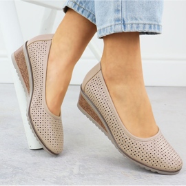 Pombas de mujer zapatos abiertos beige Vinceza 58461 4