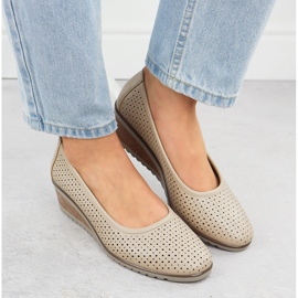Pombas de mujer zapatos abiertos beige Vinceza 58461 5