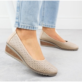 Pombas de mujer zapatos abiertos beige Vinceza 58461 6