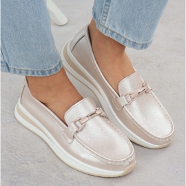 Zapatos de mocasín de cuero en la plataforma Pearl Pink S.Barski GR51-598 rosado 6