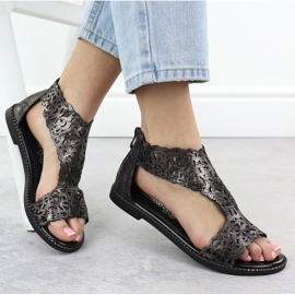 Sandalias de mujeres Factucas platino Czarne M. Daszyński MR24148-2 negro 4