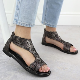 Sandalias de mujeres Factucas platino Czarne M. Daszyński MR24148-2 negro 5