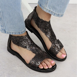 Sandalias de mujeres Factucas platino Czarne M. Daszyński MR24148-2 negro 6