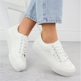 Zapatillas bajas para mujeres con encaje blanco big star rr274747 4
