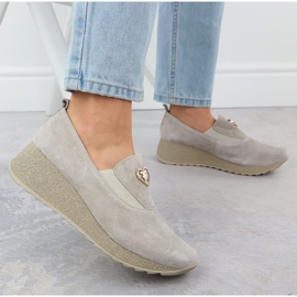 Zapatos de cuero en la cuña Taupe Filippo DP6786 gris 5