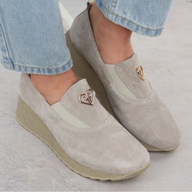 Zapatos de cuero en la cuña Taupe Filippo DP6786 gris 6