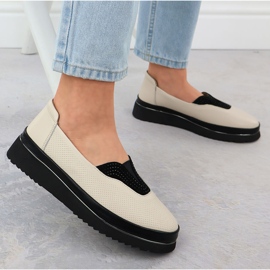 Zapatos de cuero para mujeres Filippo Beige perforado 5