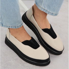 Zapatos de cuero para mujeres Filippo Beige perforado 6
